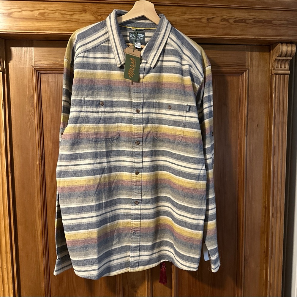 Marsh Wear Ride The Tide Shirt Mens XL Button Up Long Sleeve
Cotton Stripes NWT